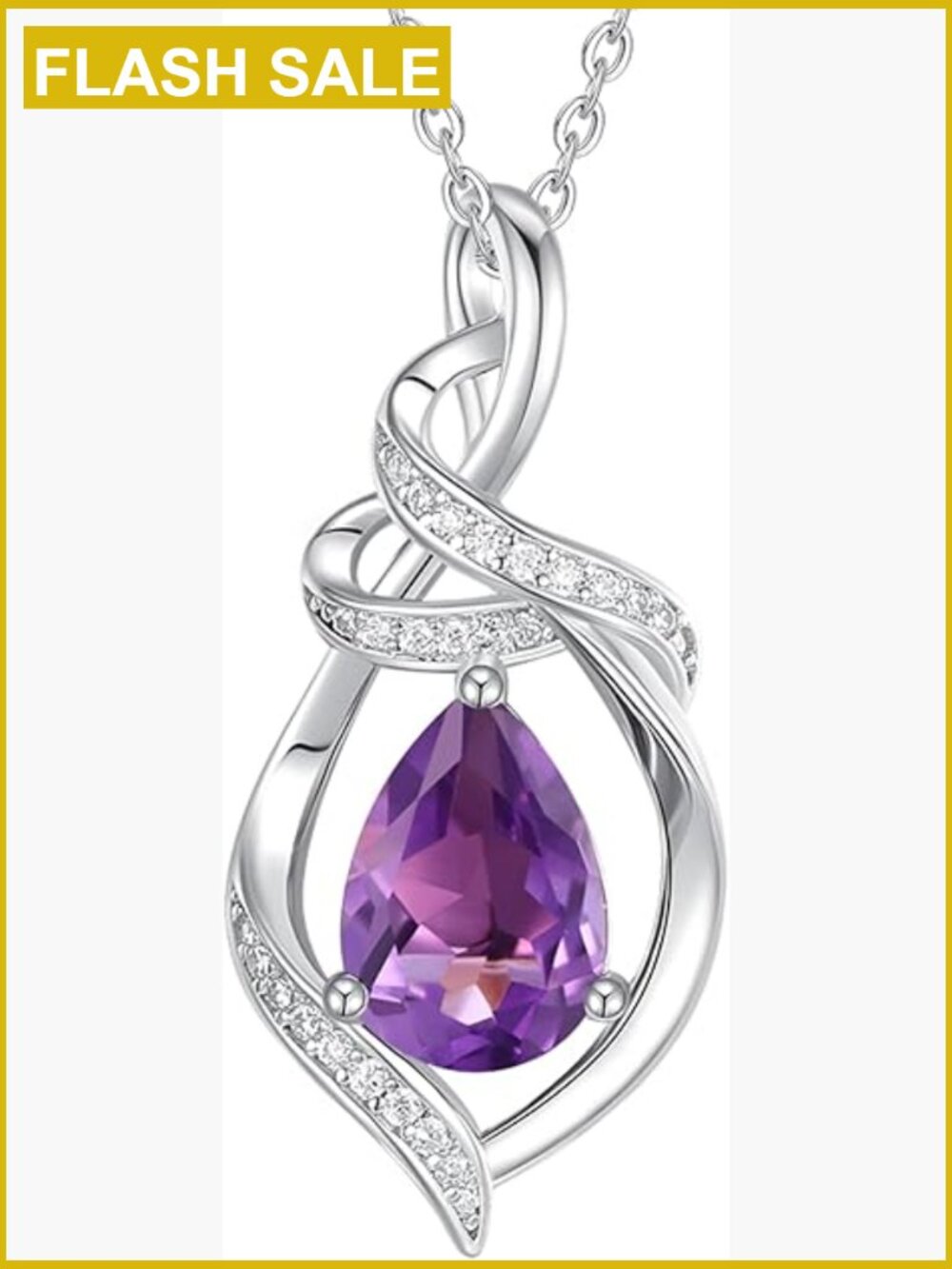Sterling Silver Teardrop Gemstone Pendant Necklace Adjustable Chain